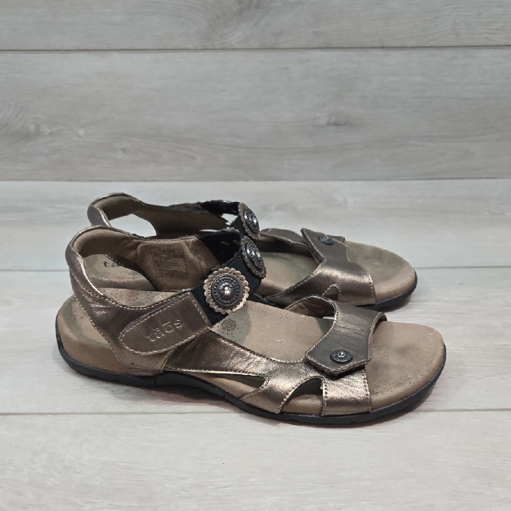 Taos Footwear Women Eden 2 Sandals Metallic Hook& Loop Shoes Sz 9